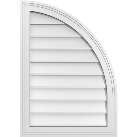 Ekena Millwork Quarter Round Top Right Surface Mount PVC Gable Vent w/ 2"W x 2"P Brickmould Sill Frame, 20"W x 28"H GVPQR20X2803SN
